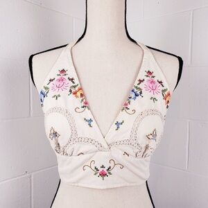 Floral Embroidered Halter Top